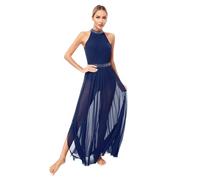 Yihuimin Robe de Danse Contemporaine Femme Justaucorps Danse Classique Tango Robe Danses Lyrique Latine Dancewear S-XL Bleu L