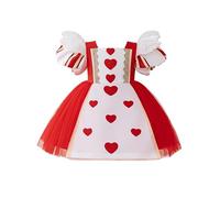 Yihuimin Robe Tutu Imprimé Coeur Carnaval Noël Robe Princesse Pour Fille Enfant Costumes D'halloween Robes Reine Du Poker 3-8 Ans Rouge 3-4 ans