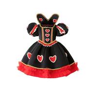 Yihuimin Robe Tutu Imprimé Coeur Carnaval Noël Robe Princesse Pour Fille Enfant Costumes D'halloween Robes Reine Du Poker 3-8 Ans Noir 3-4 ans