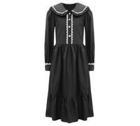 Yihuimin Robe Victorienne Filles Enfants Costume de Pionnier Coloniale Prairies Paysanne Fête Halloween Carnaval Noir 7-8 ans