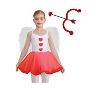 Yihuimin Tutu Robe Arc En Forme De Coeur Ailé Fête Carnaval Thème Beat Party Enfant Fille 4 Déguisement Cupidon Costumes D'halloween 5-16 Ans Blanc Rouge C 9-10 ans