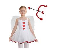 Yihuimin Tutu Robe Arc En Forme De Coeur Ailé Fête Carnaval Thème Beat Party Enfant Fille 4 Déguisement Cupidon Costumes D'halloween 5-16 Ans Blanc Rouge A 13-14 ans