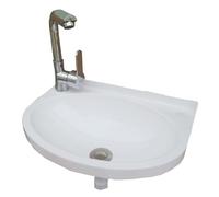 YiHYSj-Évier mural en Plastique épais, résistant aux acides, résistant à l'humidité, kit complet, extérieur, L 40x P 28 x H 14 cm, blanc,avec Robinet utilisé comme évier extérieur