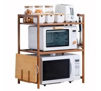 YiHYSj Support de Four à Micro-Ondes Étagère de Rangement pour Micro-Ondes 2/3 Niveaux en Bambou, Multifonctio étagère de Stockage Étagère de Cuisine Support Tablette (3-Niveau)