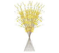Yiiannda Lot de 12 branches de forsythia artificielles en soie jaune de 100 cm avec feuilles pour décoration de maison et de bureau