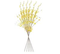 Yiiannda Lot de 6 branches de forsythia artificielles en soie jaune de 100 cm avec feuilles pour décoration de maison et de bureau