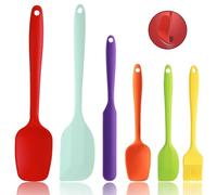 Yiichiy Spatule Silicone, Spatule Patisserie Cuisine Lot de 6, Spatule Flexible Résistante à la Chaleur avec Noyau en Acier Inoxydable, pour Cuisine et Faire des Gâteaux (6Pcs Multicolore)