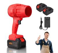 Yiicoong Blower, Yiicoong Super Powerful Cordless Blower, Long-Lasting Work, Portable Handheld Electric Air Leaf Blowers, for Car Drying and Clear Away Leaves, Snow, Dust (Red,2 Batteries)