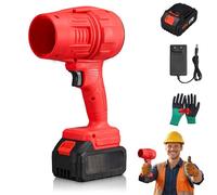 Yiicoong Cordless Blower, Yiicoong Portable Dust Cleaner Handheld Turbo Jet Blower, Electric Air Leaf Blowers, Powerful Wind Force, with Leaves, Snow, Or Dust in Minutes (Red*One Battery)