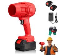 Yiicoong Cordless Blower, Yiicoong Portable Dust Cleaner Handheld Turbo Jet Blower, Electric Air Leaf Blowers, Powerful Wind Force, with Leaves, Snow, Or Dust in Minutes (Red*Two Batteries)