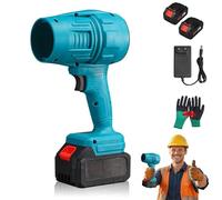 Yiicoong Cordless Blower, Yiicoong Portable Dust Cleaner Handheld Turbo Jet Blower, Electric Air Leaf Blowers, Powerful Wind Force, with Leaves, Snow, Or Dust in Minutes (Blue*Two Batteries)