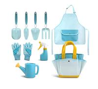 Yiida Kit d'Jardinage pour Enfants - Ensemble JouetPlantation pour Enfants - Comprend Une Pelle, Un râteau, Un arrosoir, Un Sac Rangement, des Gants, Un Tablier, Un Cadeau