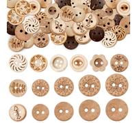 YiiHHooN 160 Boutons en Noix de Coco, 5 Tailles Boutons en Bois Vintage pour Loisirs Créatifs, Bouton à Coudre en Coque de Coco Bouton Décoratifs pour Cardigans DIY