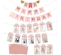 YiiHHooN 3 Pièces Banderole Photo Anniversaire 1 an