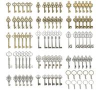 YiiHHooN Clés Squelette Décoratives, 84 Pièces Clés Vintage Argentées et Bronze avec 10 Anneaux, Clé Squelette de Style Ancien pour Projets DIY et Décoration Rétro