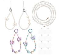 YiiHHooN Dragonne de Telephone, 5 Pièces Chaine Telephone Portable avec 8 Tether Tabs et Chaîne Perles 115 cm, Dragonne de Téléphone Courte pour Téléphone, Clés et Sac