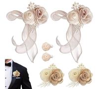 YiiHHooN Ensemble de Corsage et Boutonnière Mariage, 6 Pièces Corsage et Boutonnière avec Pinces à Cheveux Fleurs, Corsage de Poignet Multicolore pour Mariée et Marié Lors de Fête et Cérémonie