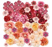 YiiHHooN Mini Têtes de Fleurs Artificielles, 50 Pièces Fleurs Rouge-Orange pour Bricolage, Petites Fleurs Artificielles en Soie pour Déco de Printemps Intérieure DIY Anniversaire Mariage Fête