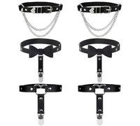 YiiHHooN Porte-Jarretelles Gothiques Noirs, 6 Pièces Jarretière Réglable avec Clip, 3 Styles d’Anneau de Cuisse Effet Cuir PU Punk pour Carnaval Cosplay Fêtes et Costumes