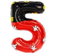 YIIHMEI Ballons noirs et rouges en forme de souris de dessin animé - 101,6 cm - Numéro géant avec style Mickey - Pour 5e anniversaire de mariage - Décoration de fête à thème