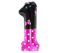 YIIHMEI Ballons roses en forme de chiffre 1 de 101,6 cm avec nœud pour 1er fête prénatale, anniversaire de mariage, décoration de fête à thème