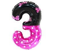YIIHMEI Ballons roses en forme de chiffre 3 de 101,6 cm avec nœud pour 3e anniversaire de mariage, décorations de fête à thème