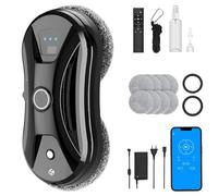 Yiijode Robot Nettoyeur de Vitre, 5600pa Robot Laveur de Vitre Automatique avec contrôle APP, 3 Modes de Nettoyage, Technologie de Détection de Bord Intelligente, Télécommande, 8 Chiffons