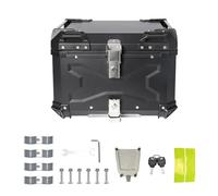 Yiijode Top Case Moto, 45L Alliage d'aluminium Coffre Moto avec Dossier et Plaque de Base, Étanche, Anti-poussière et Antivol, Topcase Universel pour Scooters, Motos, Cyclomoteurs et Quads (Noir 45L)