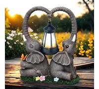 yiilead 27cm Statue Solaire Figurine D'éléphant,Elephant Decoration Statue Jardin Exterieur avec Lampe Solaire Figurine,Cour, décoration de Jardin, Cadeau pour Maman