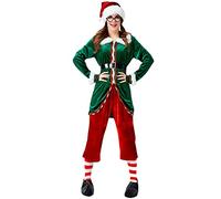 Yiiquanan Hommes/Femmes Soirée Vêtements Costume de Lutin Adulte Noël Cosplay Déguisement Elfe de Noel Habiller (Vert, Asia XL)
