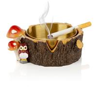 Yiiwinwy Cendrier d'extérieur avec plateau en acier inoxydable, motif chouette champignon mignon pour fumeurs, cendrier pour extérieur, terrasse, jardin, maison, extérieur et intérieur