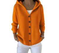 yijan Women’s Vintage Cashmere Cardigan - Timeless Hooded Knit Sweater with A-Line Silhouette (Orange,5TG)