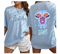 YiJee HuntrX Demon Hunters T-shirt pour homme et femme - T-shirt à manches courtes KPOP avec motif tigre - Article de fan Heroic au look streetwear, bleu, S