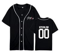 YiJee Stray Kids T-shirt de baseball - Cardigan d'été pour les fans de KPOP, Stay et les amateurs de groupe, Noir-4, M