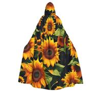 YIJIAYH Magnifique cape à capuche pour adulte avec imprimé tournesol pour Halloween, carnaval, cosplay, fête de Noël, événements à thème