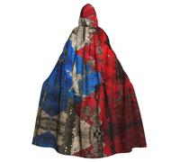 YIJIAYH Porto Rico Cape à capuche pour adulte avec drapeau imprimé pour Halloween, carnaval, cosplay, fête de Noël, événements à thème