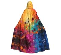 YIJIAYUN Cape à capuche pour adulte avec imprimé notes de musique colorées pour Halloween, carnaval, cosplay, fête de Noël, événements à thème