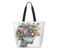 YIJIAYUN DuPont Sac de courses réutilisable en papier avec intelligence artificielle Motif cerveau Sac à main ou à bandoulière, léger, pliable