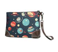 YIJIAYUN Pochette en cuir de vachette imprimé planète spatiale pour soirées, événements, rendez-vous galants, mariages