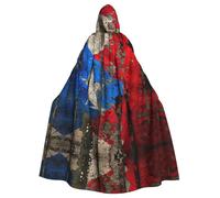 YIJIAYUN Porto Rico Cape à capuche pour adulte avec drapeau imprimé pour Halloween, carnaval, cosplay, fête de Noël, événements à thème