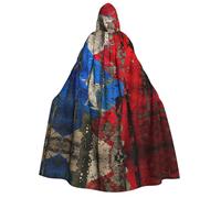 YIJIAYUN Porto Rico Cape à capuche pour adulte avec drapeau imprimé pour Halloween, carnaval, cosplay, fête de Noël, événements à thème