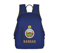 YIJIAYUN Sac à dos léger avec imprimé drapeau de l'État du Kansas, robuste, durable pour aller à l'école, le travail, le shopping, les voyages
