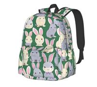 YIJIAYUN Sac à dos spacieux et léger pour étudiant avec de nombreux lapins mignons, durable, sangles réglables pour l'école ou les voyages