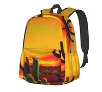 YIJIAYUN Sac à dos spacieux et léger pour étudiant imprimé cactus dans le désert durable, bretelles réglables pour l'école ou les voyages