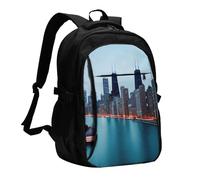 YIJIAYUN Sac à dos USB pour ordinateur portable Chicago avec port de charge et prise casque pour le travail, les affaires, l'école