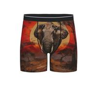 YIJIAYUN Slip confortable imprimé éléphant coucher de soleil pour homme avec une coupe extensible, une taille élastique, une longueur accrue pour un usage quotidien, Noir , S