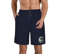 YIJIAYUN Wolf Night Moon Short de plage pour homme Coupe décontractée Séchage rapide Avec poches, blanc, 3XL