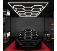 YIJIEHH Plafonnier LED en Nid d'abeille, Garage Hexagonal, Lumières De Garage De Voiture, Plafonniers De Garage 6500 K en Forme Hexagonale, Lot de 14 Lampes Modernes pour Salle De Sport-Blanc