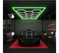 YIJIEHH Plafonnier LED en Nid d'abeille, Garage Hexagonal, Lumières De Garage De Voiture, Plafonniers De Garage 6500 K en Forme Hexagonale, Lot de 14 Lampes Modernes pour Salle De Sport-Green