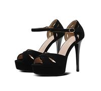 YIJINYVN Escarpins Femme Women Summer Platform Pumps Black Party Dress Evening Shoes Female High Heels Sandals Peep Toe Platform Heels(6)